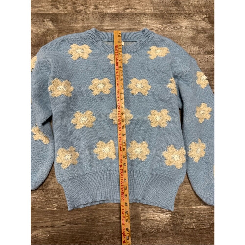 POL Rainy Bloom Raised Flower Sweater Size Large View 6